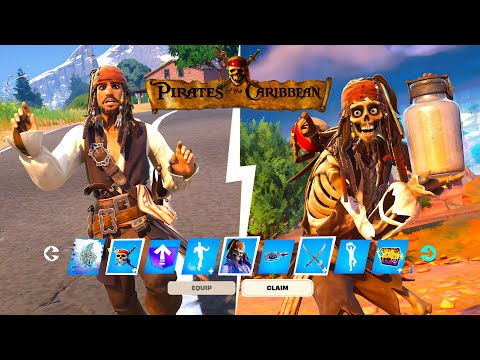 Pirates of The Caribbean Event PASS All FREE &amp; PAID Reward + Jack Sparrow Skin Set Gameplay Fortnite