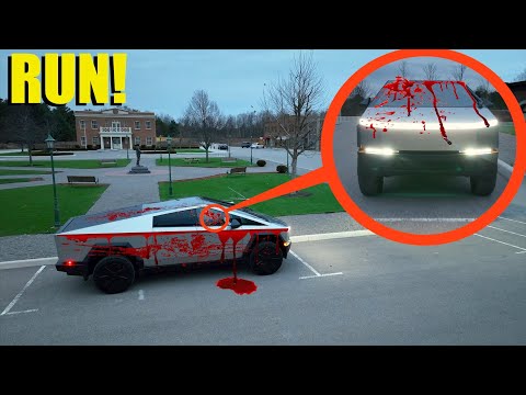 If you see this Tesla CyberTruck with BLOOD all over it, Drive away fast! (It&#039;s a Trap)