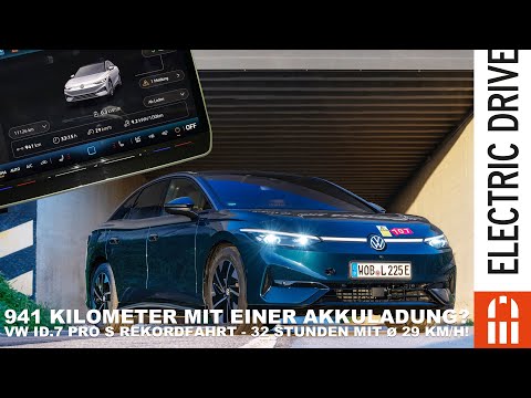 VW ID.7 PRO S - 941 Kilometer mit einer Akkuladung - 32,5 Stunden mit 29 km/h auf der Rennstrecke!