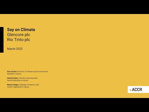 Investor Webinar - Analysis of Rio Tinto plc &amp; Glencore plc’s climate plans and progress