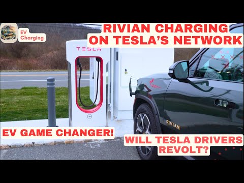 Rivian Charging on a Tesla Supercharger: A complete game changer for EV road trips! It&#039;s so easy